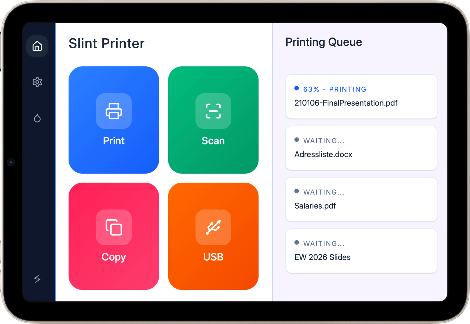Screenshot of a refreshed printer demo